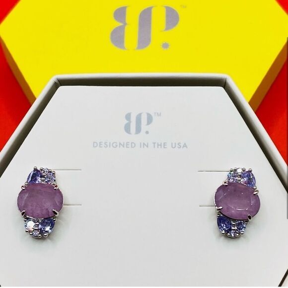 Bomb Party Earrings RBP8926 "Just Say Yes" Kunzite & Quartz on Rhodium NWT - Picture 2 of 3